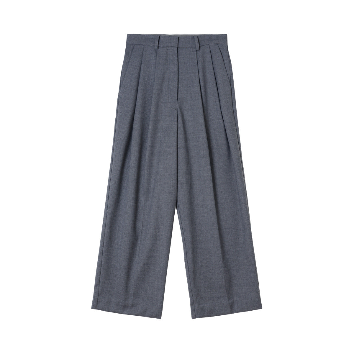 Casual Style Wide Leg Pleated High Waist Trousers Dark Gray