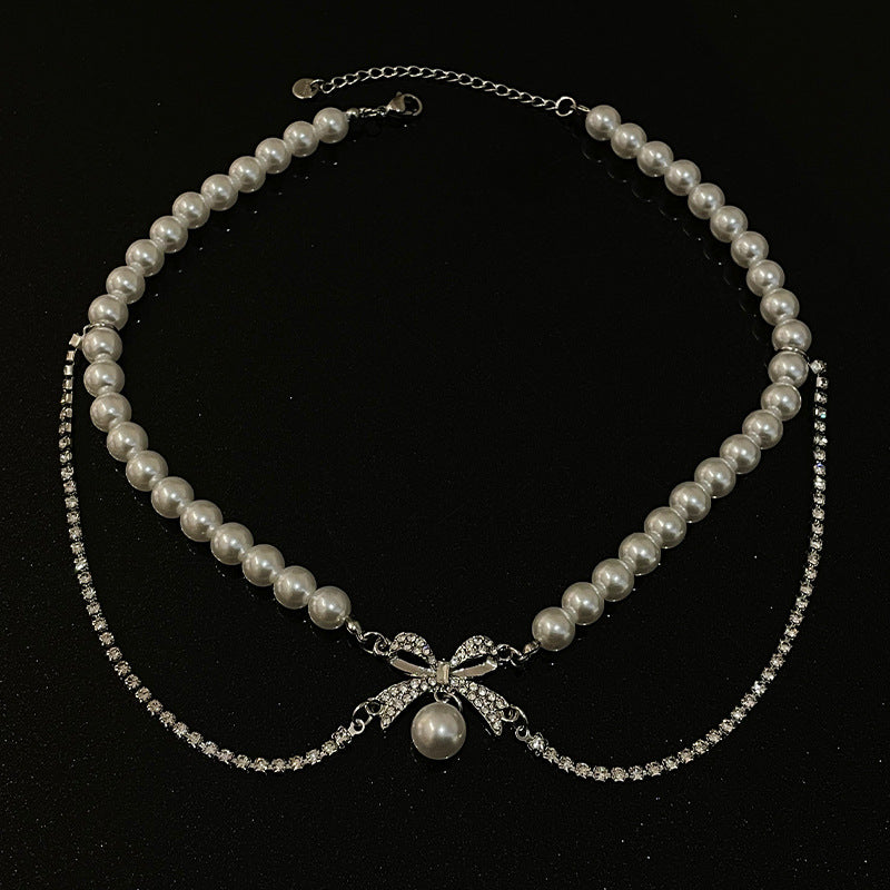 Women's Bow Stitching Pearl Necklace
