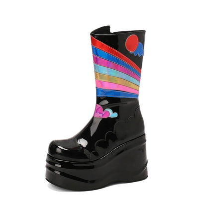 Fashion Platform Knee-high Punk Side Zipper Boots