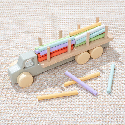 Wooden Children's Trailer Puzzle Block Toys