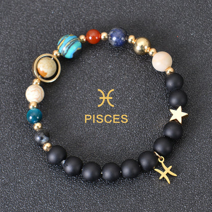 Eight Planets Twelve Constellations Bracelets Frosted Stone Beaded Bracelet