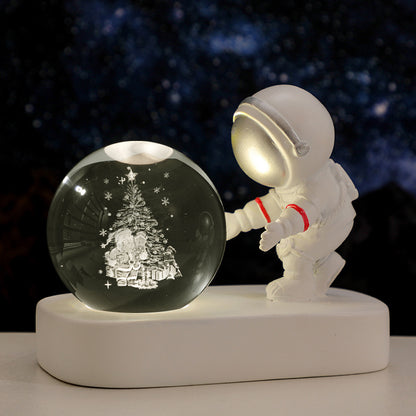 Glowing Planetary Galaxy Astronaut Crystal Ball Night Lights USB Power Warm Bedside Light Brithday Gift Night Lamp