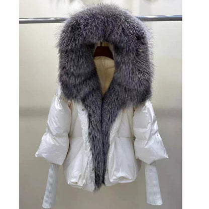 "Snowfall Chic: Real Fur Big Collar Down Jacket"