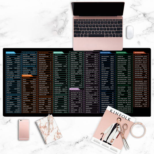 Full English Shortcut Keys Super Large Stain-resistant Office Mouse Mat