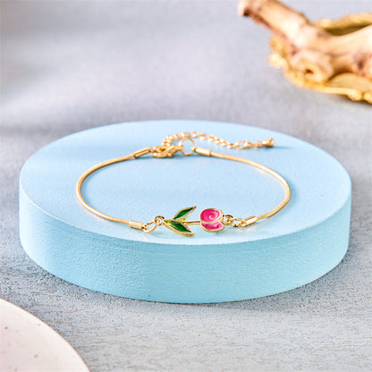 Romantic Flower Tulip Fashion Drop Oil Necklace Bracelet