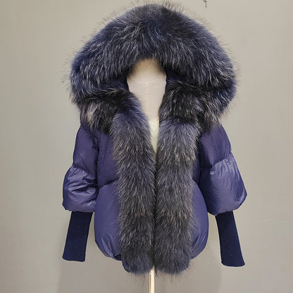 "Snowfall Chic: Real Fur Big Collar Down Jacket"