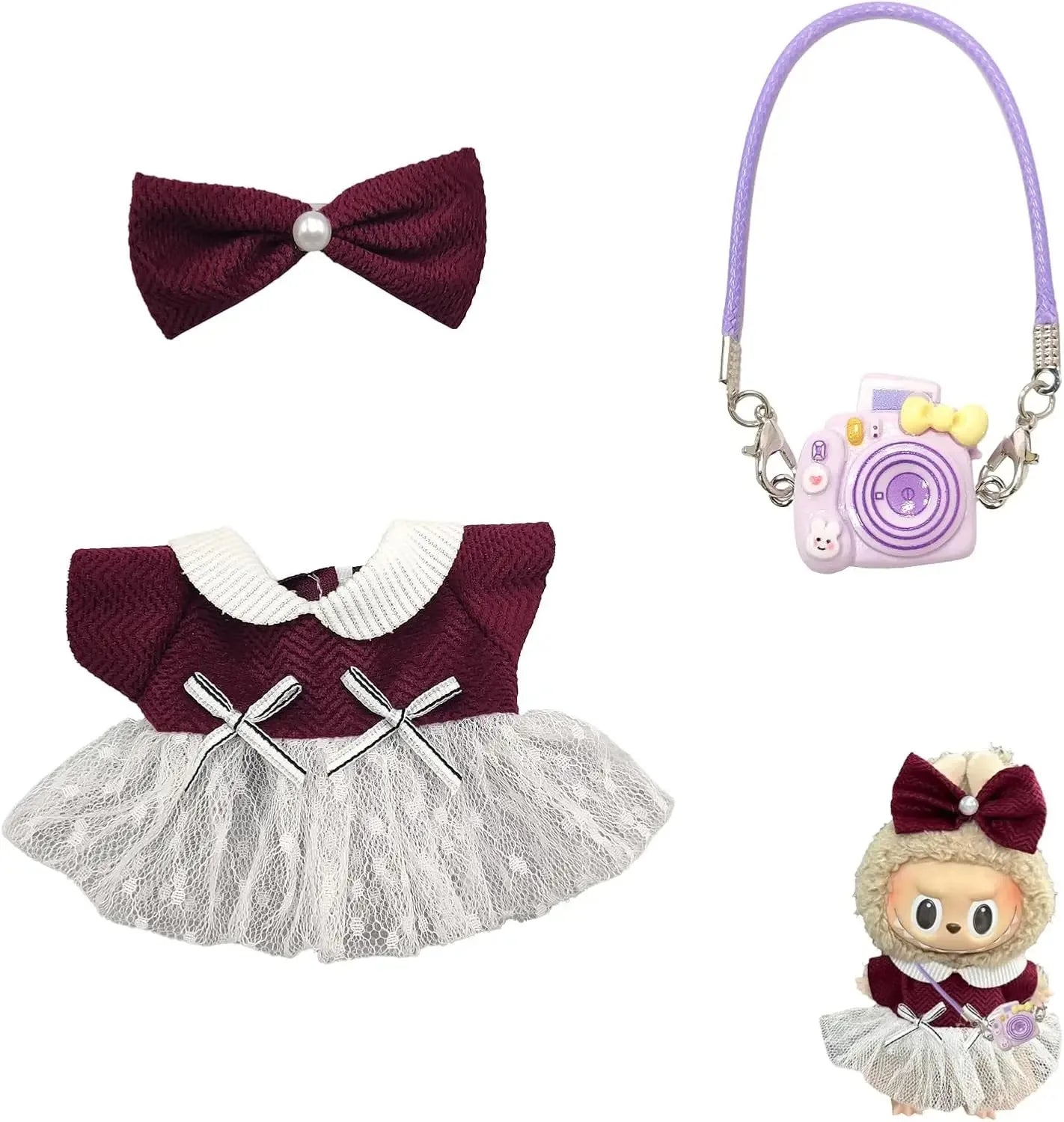 Roupas de boneca de 17 cm, roupa labubu, conjunto de roupas de boneca labubu de 17 cm, roupas de boneca de 17 cm para bonecas la