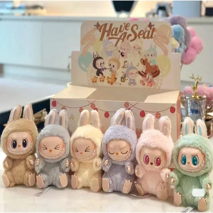 For Labubu The Monsters Doll Blind Box Heart-Moving Macaron Mokoko Anime Figures Guess Bag Hanging Pendant Xmas Birthday Gift