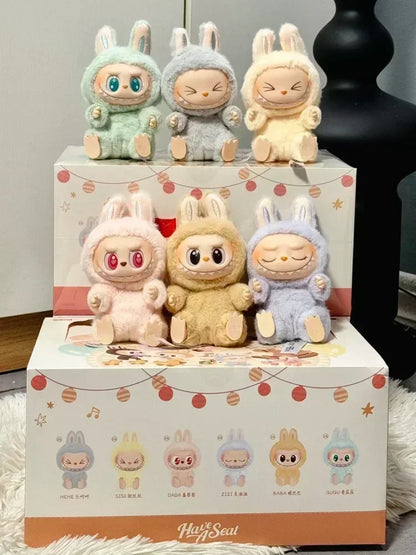 For Labubu The Monsters Doll Blind Box Heart-Moving Macaron Mokoko Anime Figures Guess Bag Hanging Pendant Xmas Birthday Gift
