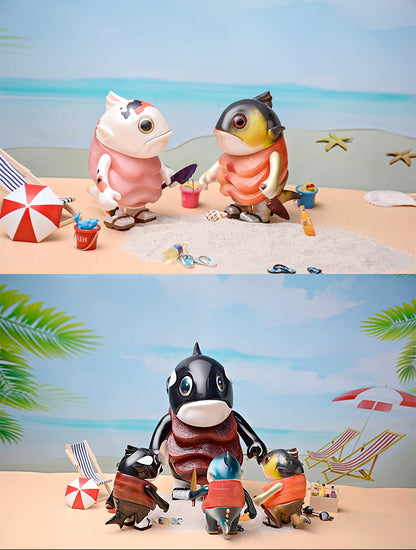 Bean Boss Aquatic Series - Collectible Tuna, Orca & Salmon Figures Cute Mini Whale Model Set, Japanese-Style Vinyl Art Toys