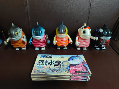 Bean Boss Aquatic Series - Collectible Tuna, Orca & Salmon Figures Cute Mini Whale Model Set, Japanese-Style Vinyl Art Toys