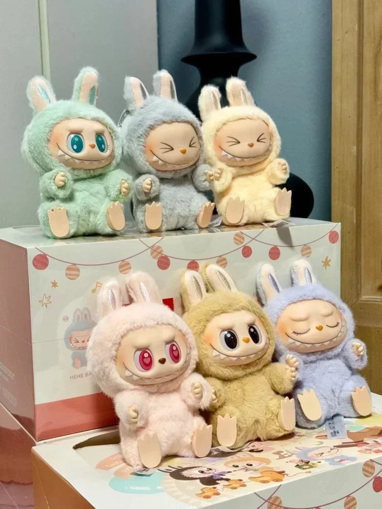 For Labubu The Monsters Doll Blind Box Heart-Moving Macaron Mokoko Anime Figures Guess Bag Hanging Pendant Xmas Birthday Gift