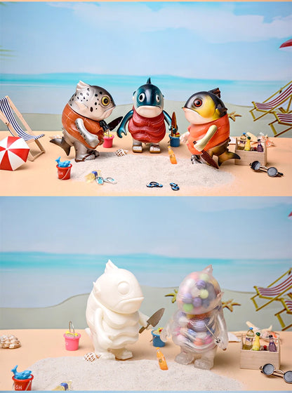 Bean Boss Aquatic Series - Collectible Tuna, Orca & Salmon Figures Cute Mini Whale Model Set, Japanese-Style Vinyl Art Toys