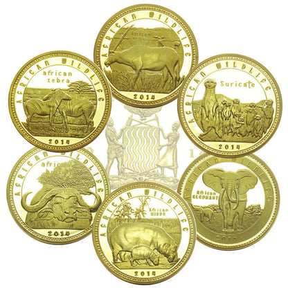 African Wildlife Gold Plated Coin