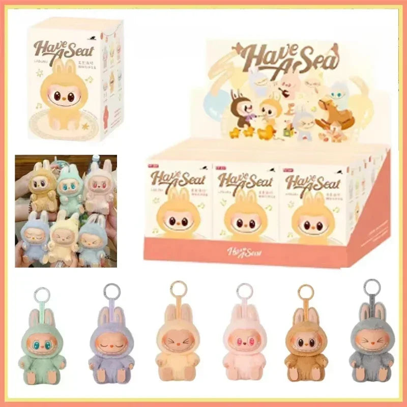 For Labubu The Monsters Doll Blind Box Heart-Moving Macaron Mokoko Anime Figures Guess Bag Hanging Pendant Xmas Birthday Gift