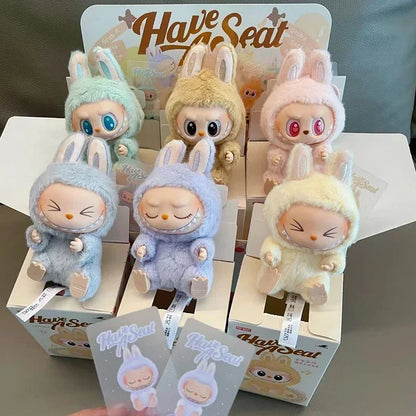 For Labubu The Monsters Doll Blind Box Heart-Moving Macaron Mokoko Anime Figures Guess Bag Hanging Pendant Xmas Birthday Gift