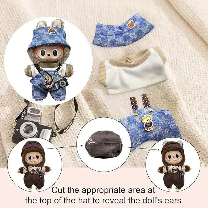 Roupas de boneca de 17 cm, roupa labubu, conjunto de roupas de boneca labubu de 17 cm, roupas de boneca de 17 cm para bonecas la