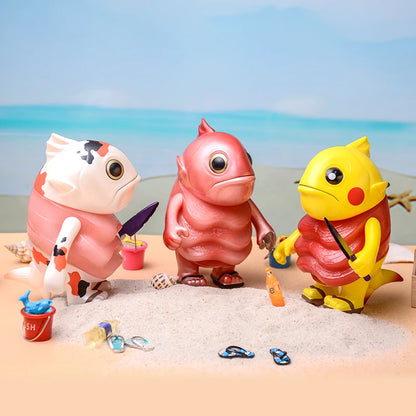 Bean Boss Aquatic Series - Collectible Tuna, Orca & Salmon Figures Cute Mini Whale Model Set, Japanese-Style Vinyl Art Toys