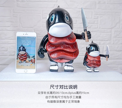 Bean Boss Aquatic Series - Collectible Tuna, Orca & Salmon Figures Cute Mini Whale Model Set, Japanese-Style Vinyl Art Toys