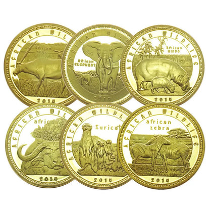 African Wildlife Gold Plated Coin