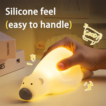 Cute Bear Silicone Night Light 3 Levels Atmosphere Table Lamp For Children Kid Bedroom Bedside Decor