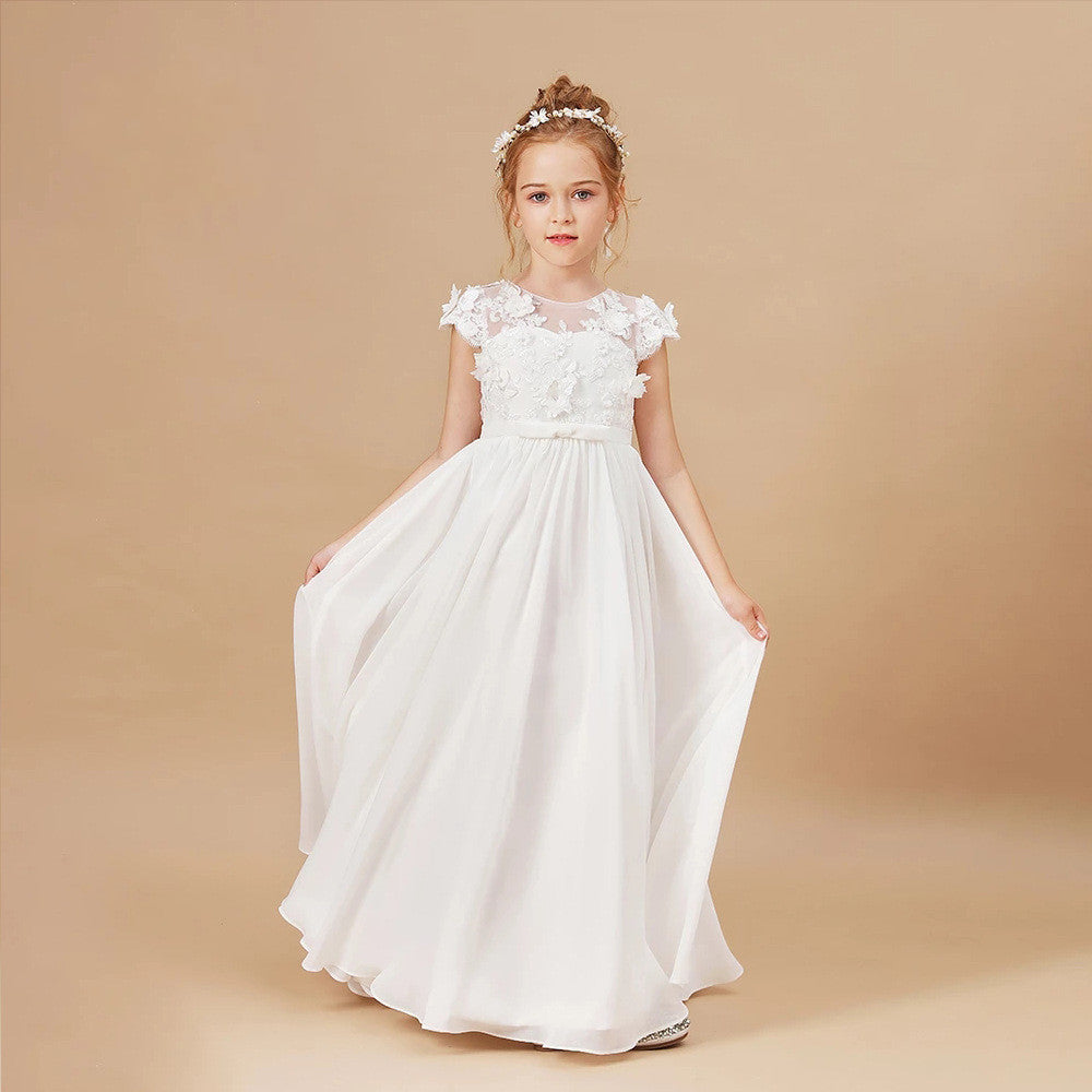 Kids Dress Ladies White Flower Girl Wedding