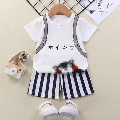 Children's Short-sleeved Suit Summer T-shirt Pure Cotton