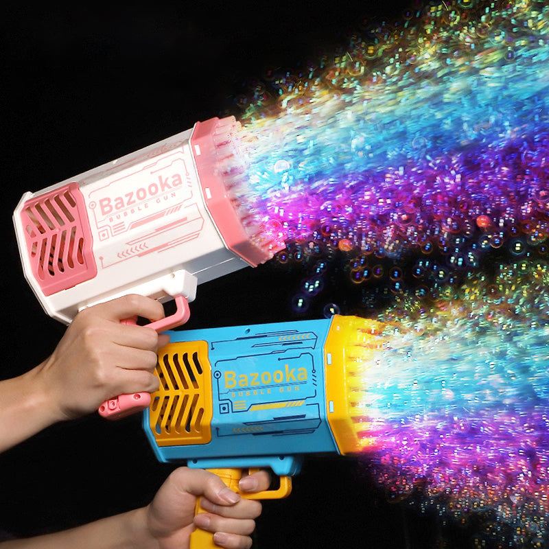 Bubble Gun Rocket Holes Soap Bubbles Machine Gun Automatic Blower With Light Toys For Kids