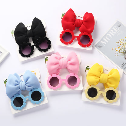 Children's Sunshade Sunglasses Bow Hair Band Two-piece Set