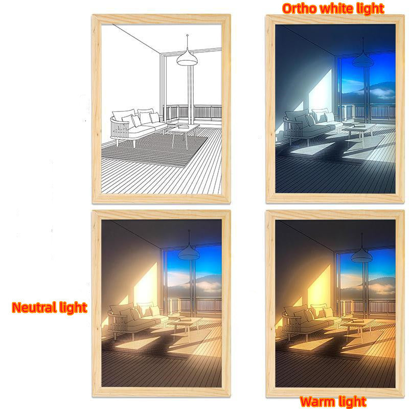 LED Decorative Light: Modern Bedside Picture with Simulated Sunshine.