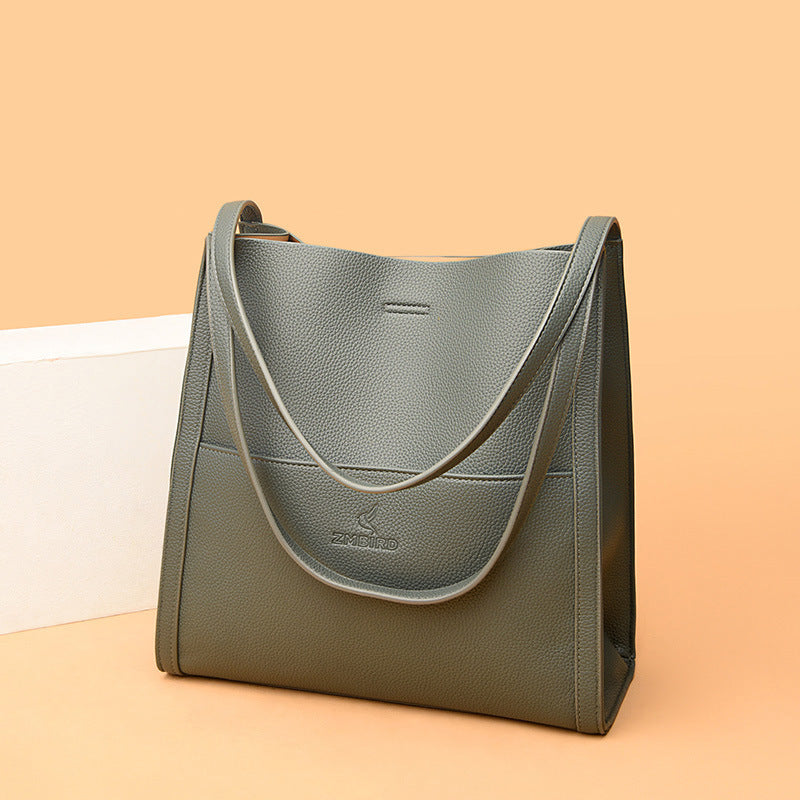 Solid Color Shoulder Bag Large Capacity Handbag Crossbody Shopping Bags