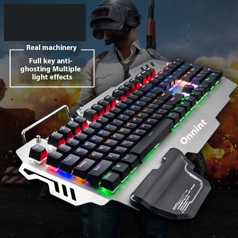 Green Axis Metal Panel With Wrist Splint Wired Professional Gaming Keyboard