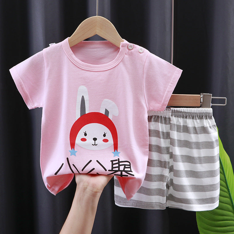 Children's Short-sleeved Suit Summer T-shirt Pure Cotton