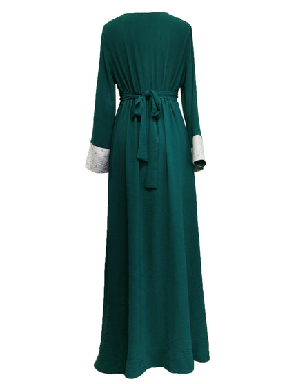 Embroidery Applique Arabic Tunic Robe Dress