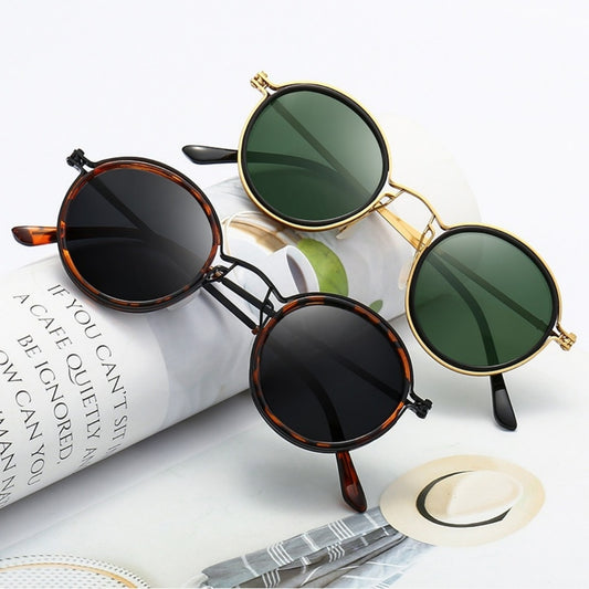 Sunscreen Retro Style Round Frame Metal Sunglasses