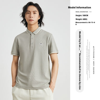 MOUNTAIN  Breathable Ice Silk Polo Short Sleeve Casual Polo Collar