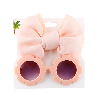 Children's Sunshade Sunglasses Bow Hair Band Two-piece Set