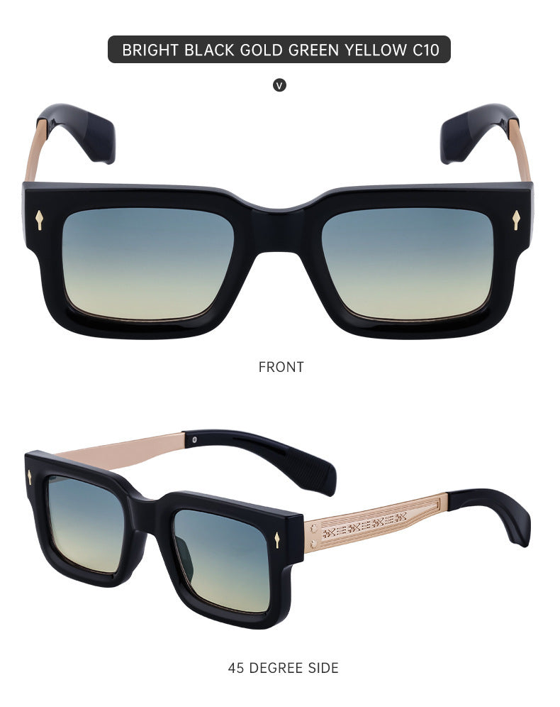 Retro Square Frame Sun Block Sunglasses