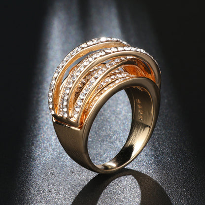 Flow Inlaid Zircon Multi-ring Retro Ring Fashion Multi-level Design Women