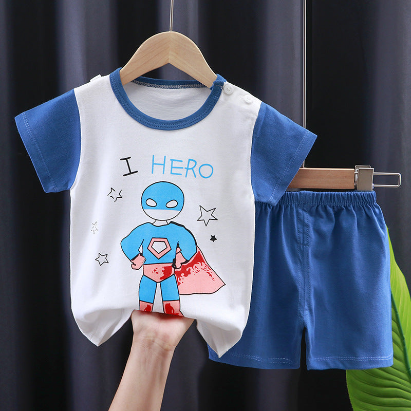 Children's Short-sleeved Suit Summer T-shirt Pure Cotton