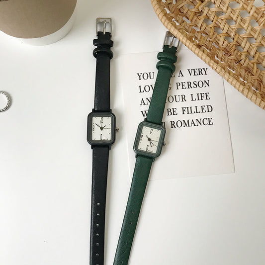 Retro Square Green White Forest Small And Exquisite Women's Watch