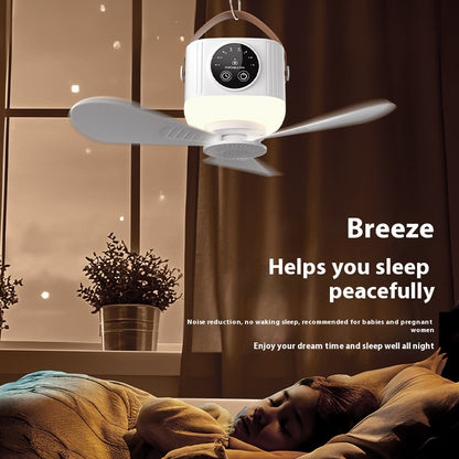 Multifunctional Light Small Ceiling Fan Outdoor Camping USB Rechargeable Fan