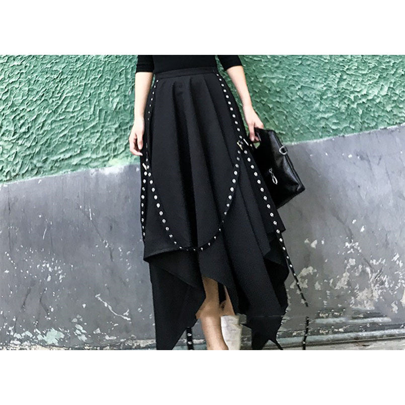 Irregular Skirt Winter Female Korean Style Temperament Black