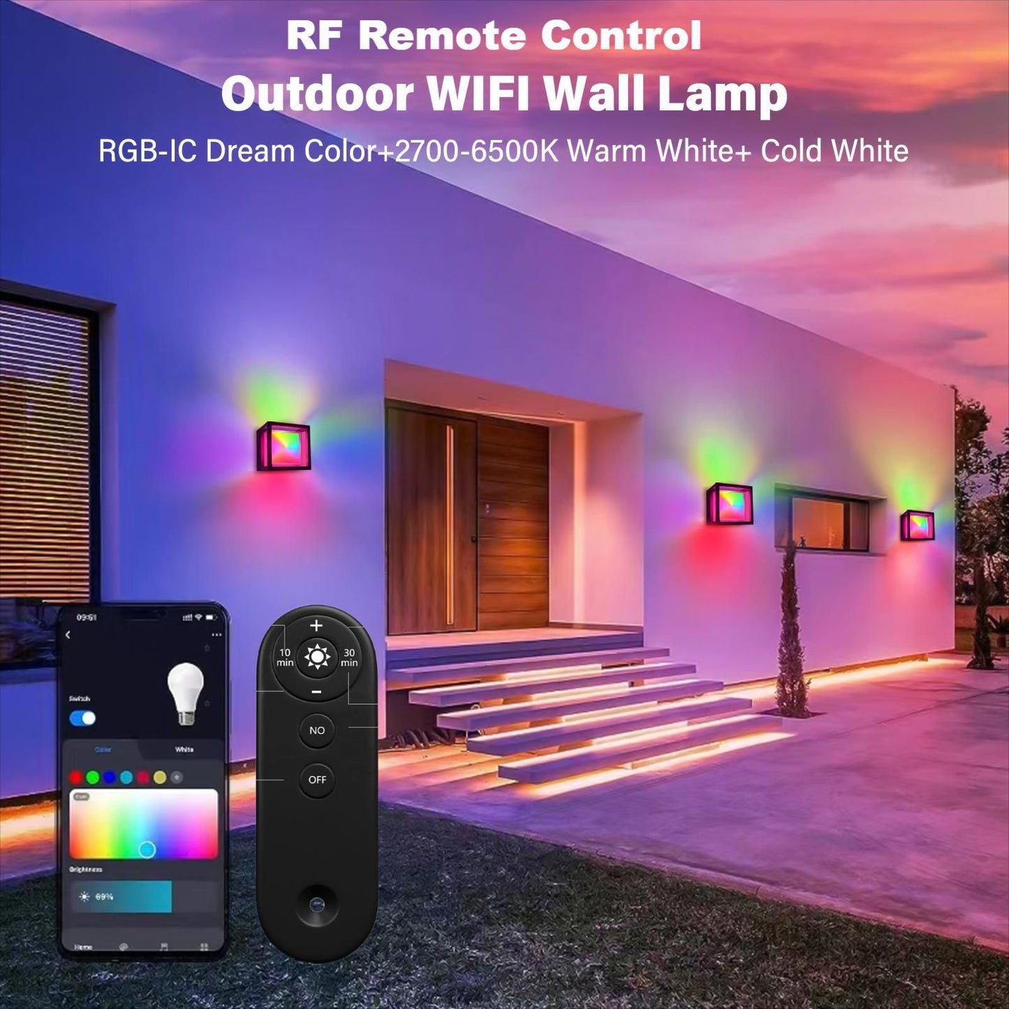 Waterproof Wall Lamp Graffiti WiFi Magic Color Remote Control Voice