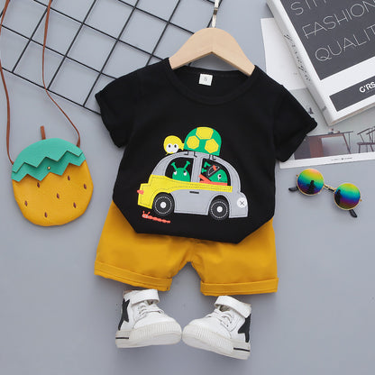 Boys Kids Children's Short Sleeve T-shirt Shorts Korean Suit(only T-shirt)