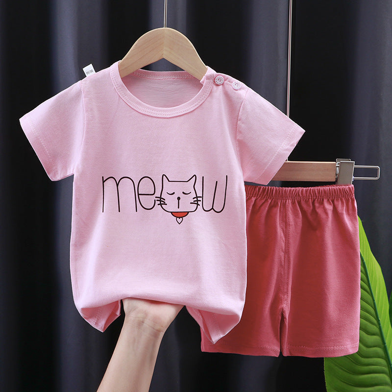 Children's Short-sleeved Suit Summer T-shirt Pure Cotton