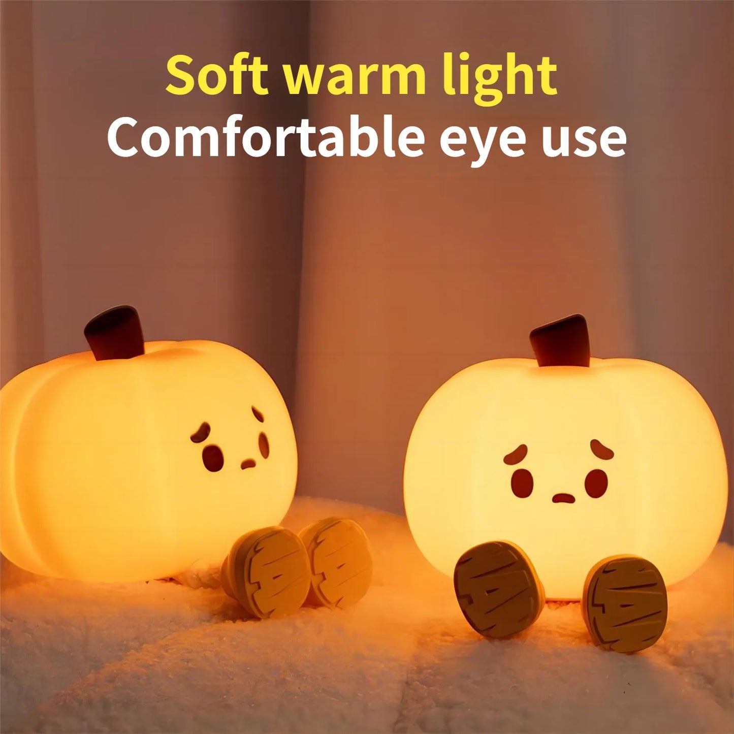 Home Decor Halloween Pumpkin Night Light Cute Soft Silicone Lamp Touch  Dimmable Rechargeable Bedside Decor Light Kids Gifts Halloween Decorations