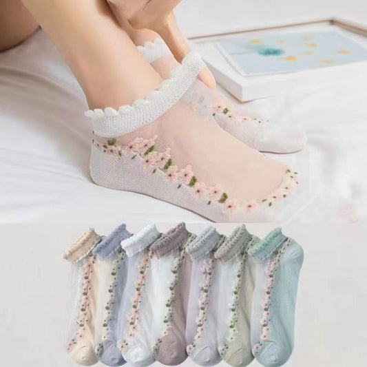 Thin Spun Glass Mesh Breathable Ankle Socks