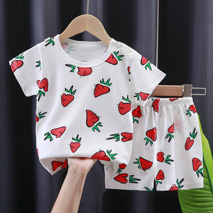 Children's Short-sleeved Suit Summer T-shirt Pure Cotton