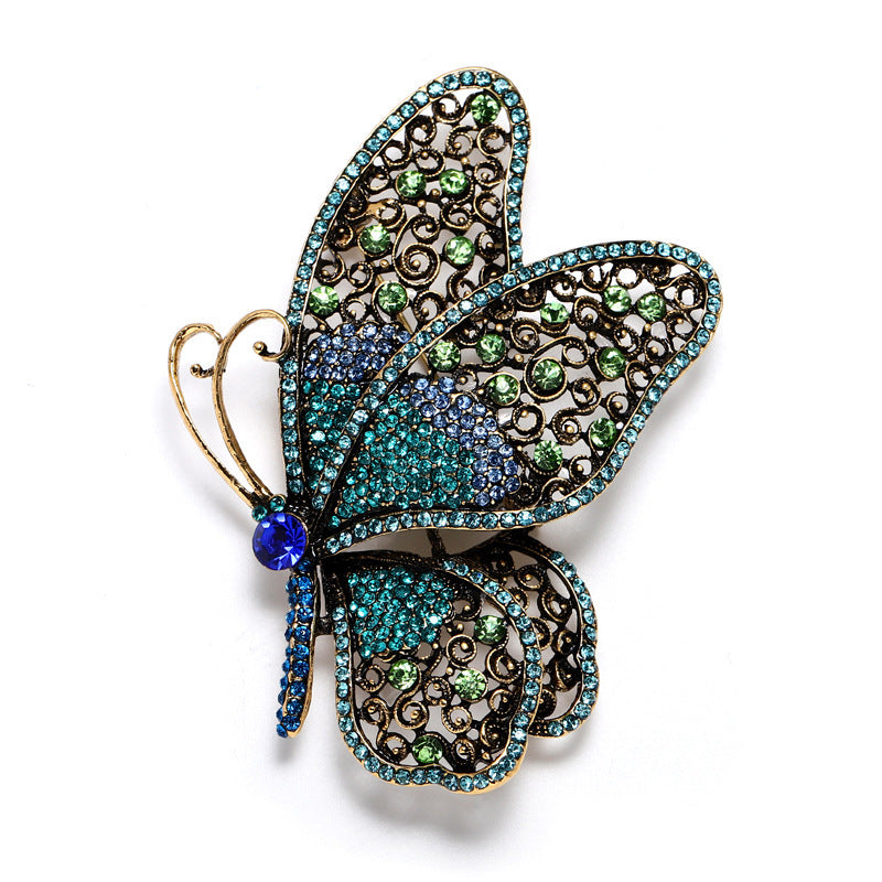 Rhinestone Butterfly Brooch Female Graceful And Fashionable Coat Pin